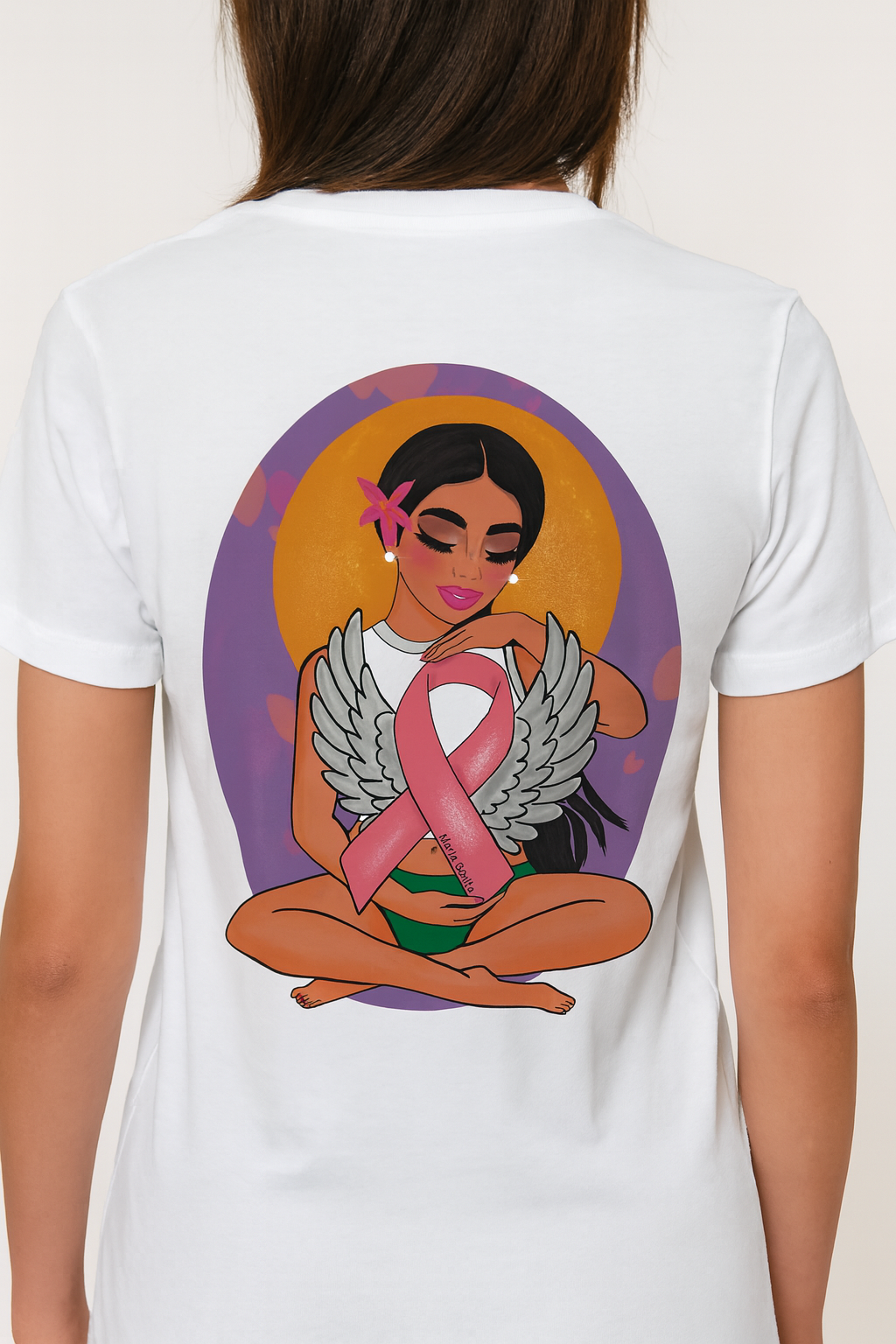 T-shirt "tu n'es pas seule dans ce combat (soleil entourée de violet)