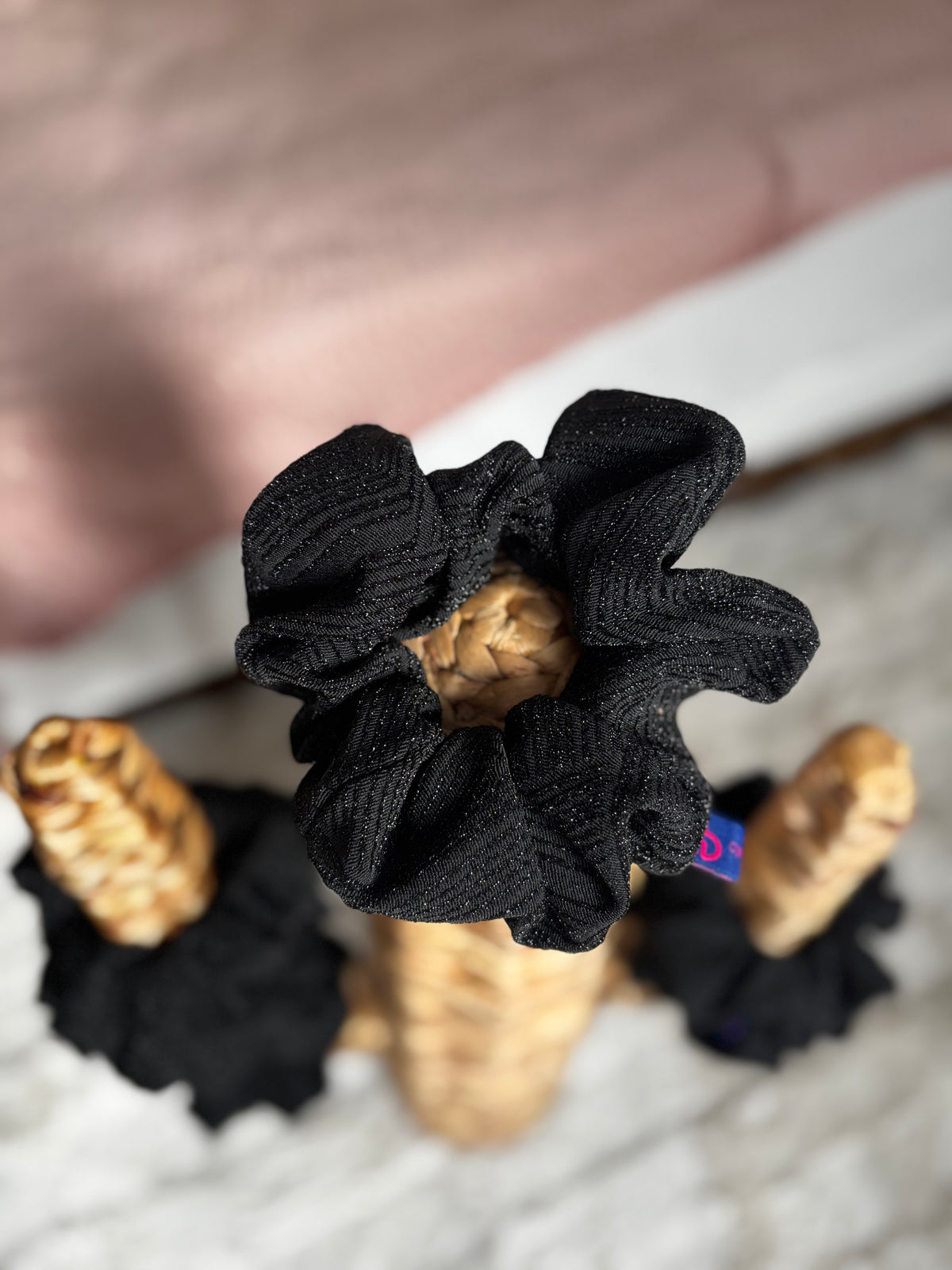Chouchou noir pailleté XL