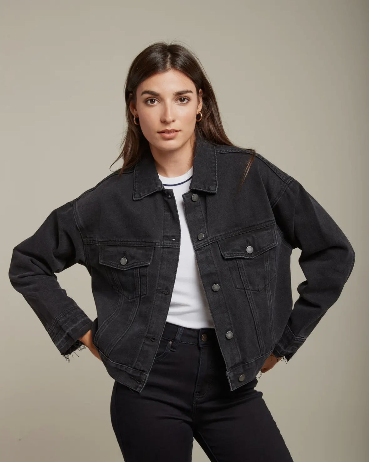 Veste en jean Noire à personnaliser