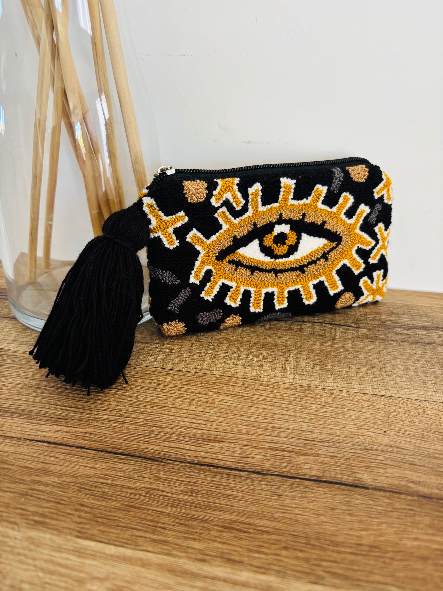 Modèle "Astral noir" -Porte monnaie Punch Needle