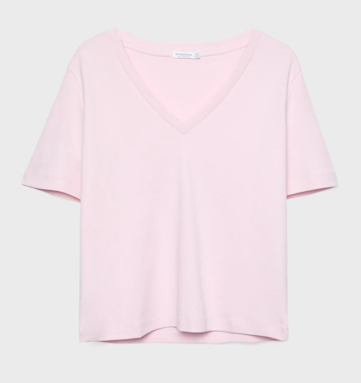 T-shirt regular fit col V Rose Pastel avec impression devant
