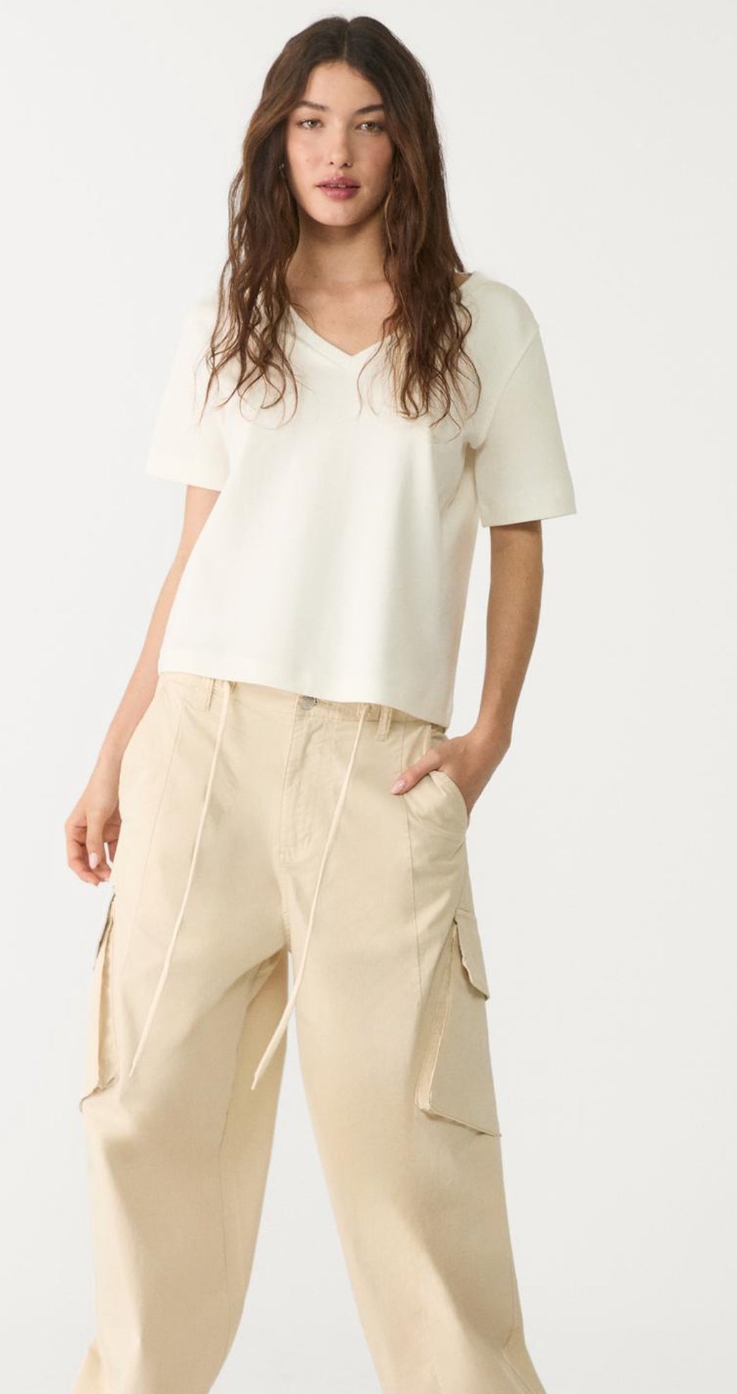 T-shirt regular fit col V écrou avec impression devant