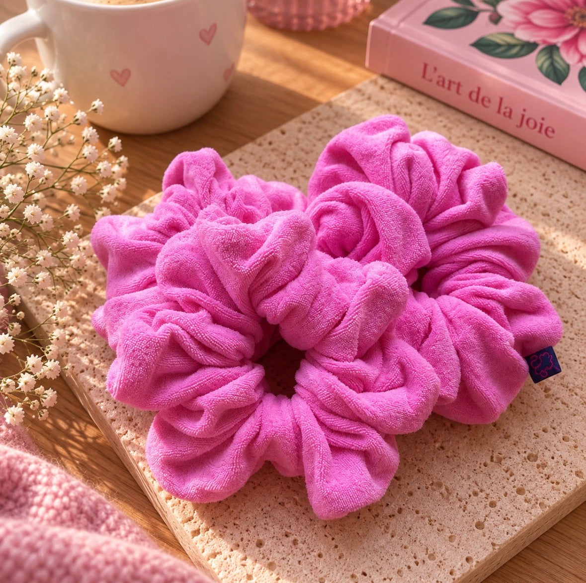 Chouchou éponge rose bonbon