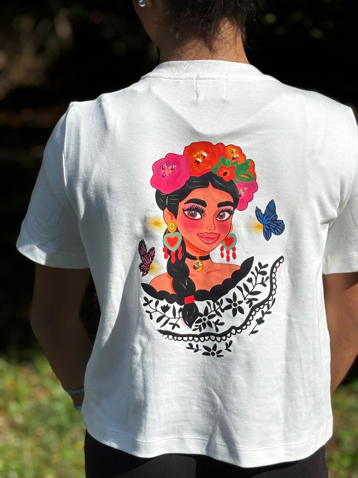 T-shirt María Charra imprimé devant et derrière sans fond sans appliques