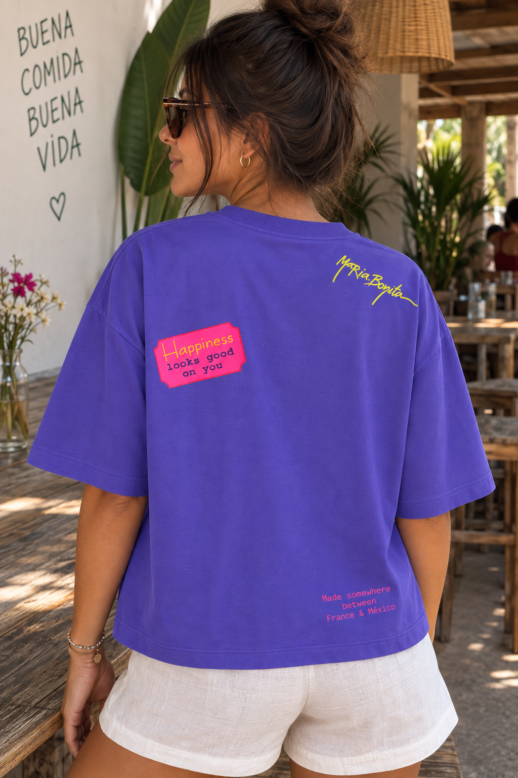 T-shirt Col rond "Sonríe tantito"