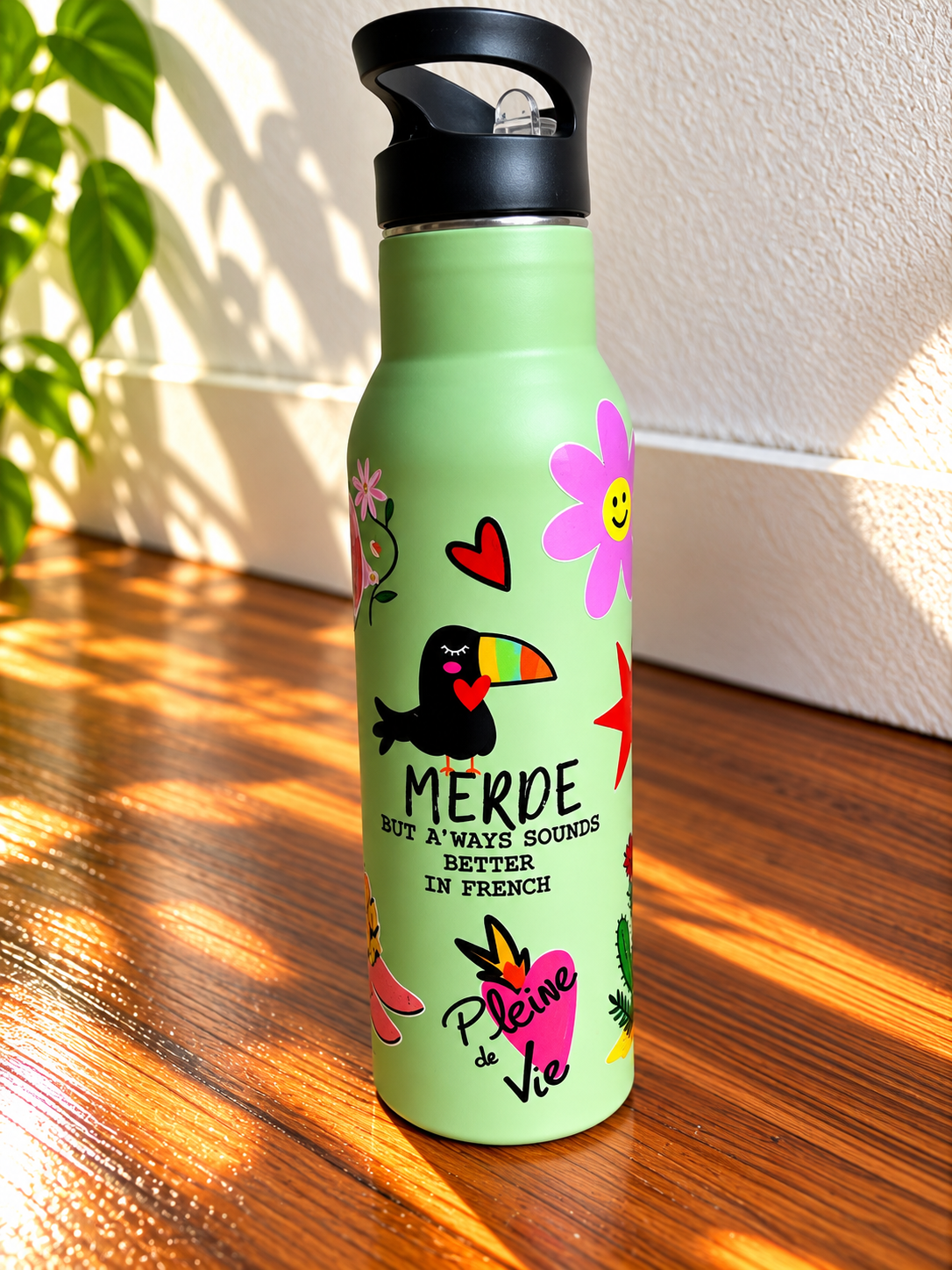 Gourde isotherme personnalisée 0,5 L  – Stickers waterproof