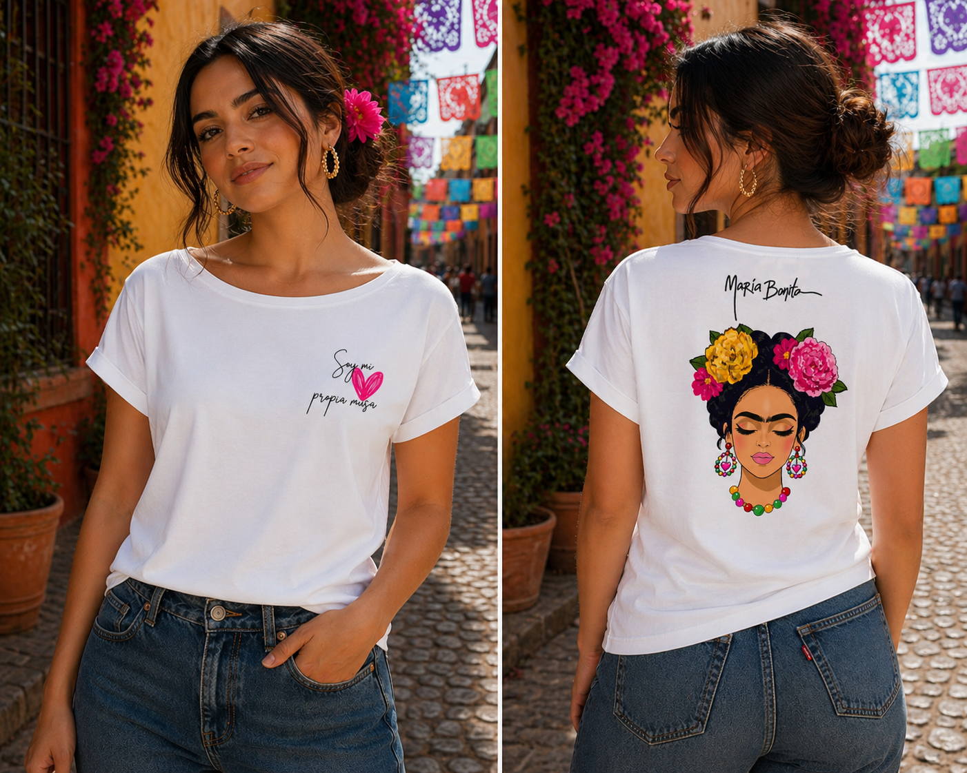 T-shirt manches à revers "La musa"