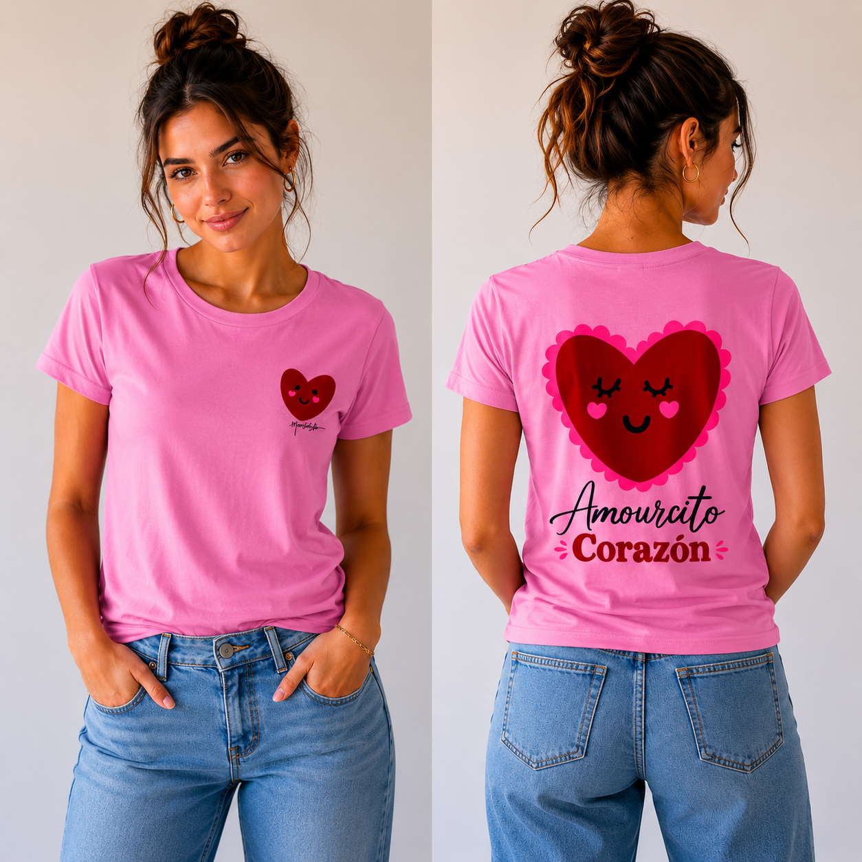 T-shirt Col rond "Amourcito corazón" femme