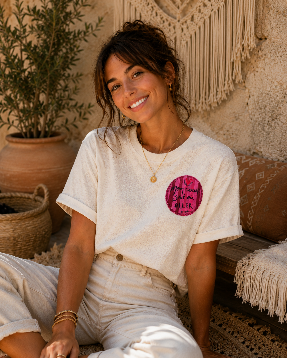 T-shirt oversize éponge "Mon coeur sait où aller"