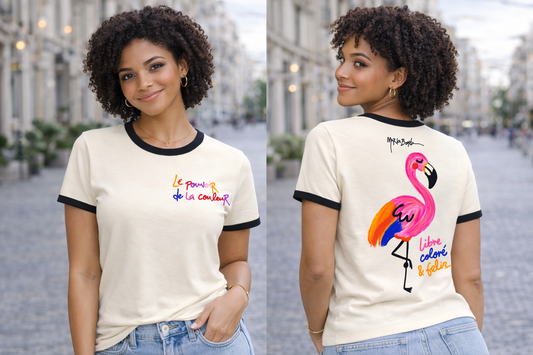 T-shirt regular fit "Le pouvoir de la couleur (flamant rose)"