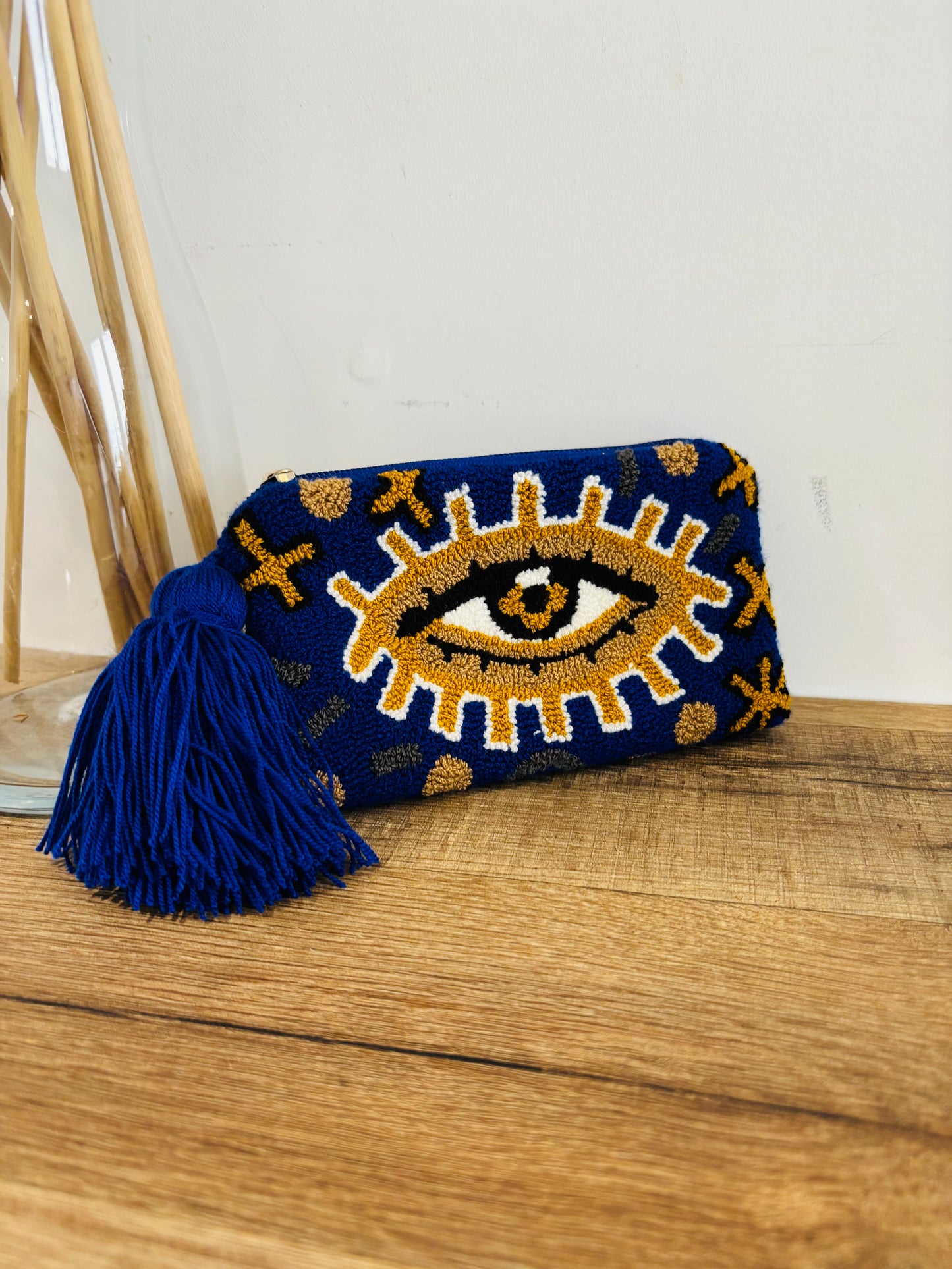 Modèle "Astral bleu" -Porte monnaie Punch Needle