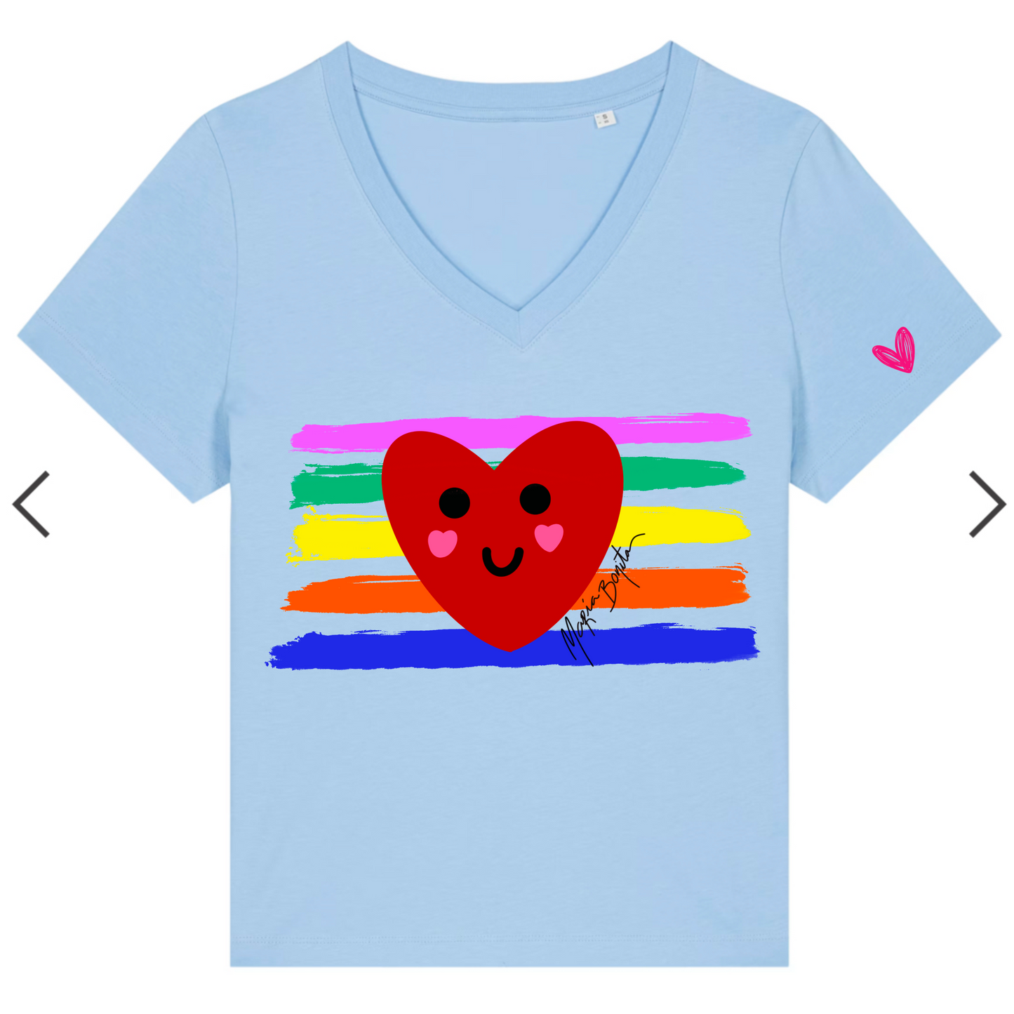T-shirt Col V "Corazón feliz"