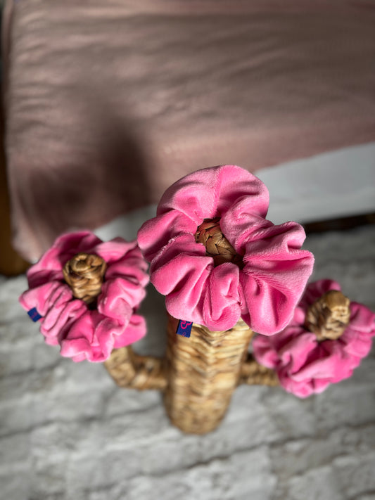 Chouchou velours rose bonbon XL