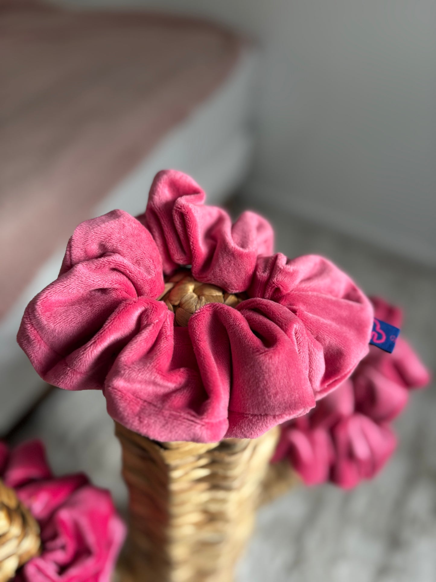 Chouchou velours rose XL
