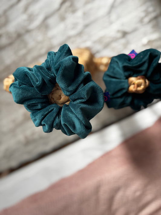 Chouchou velours vert XL