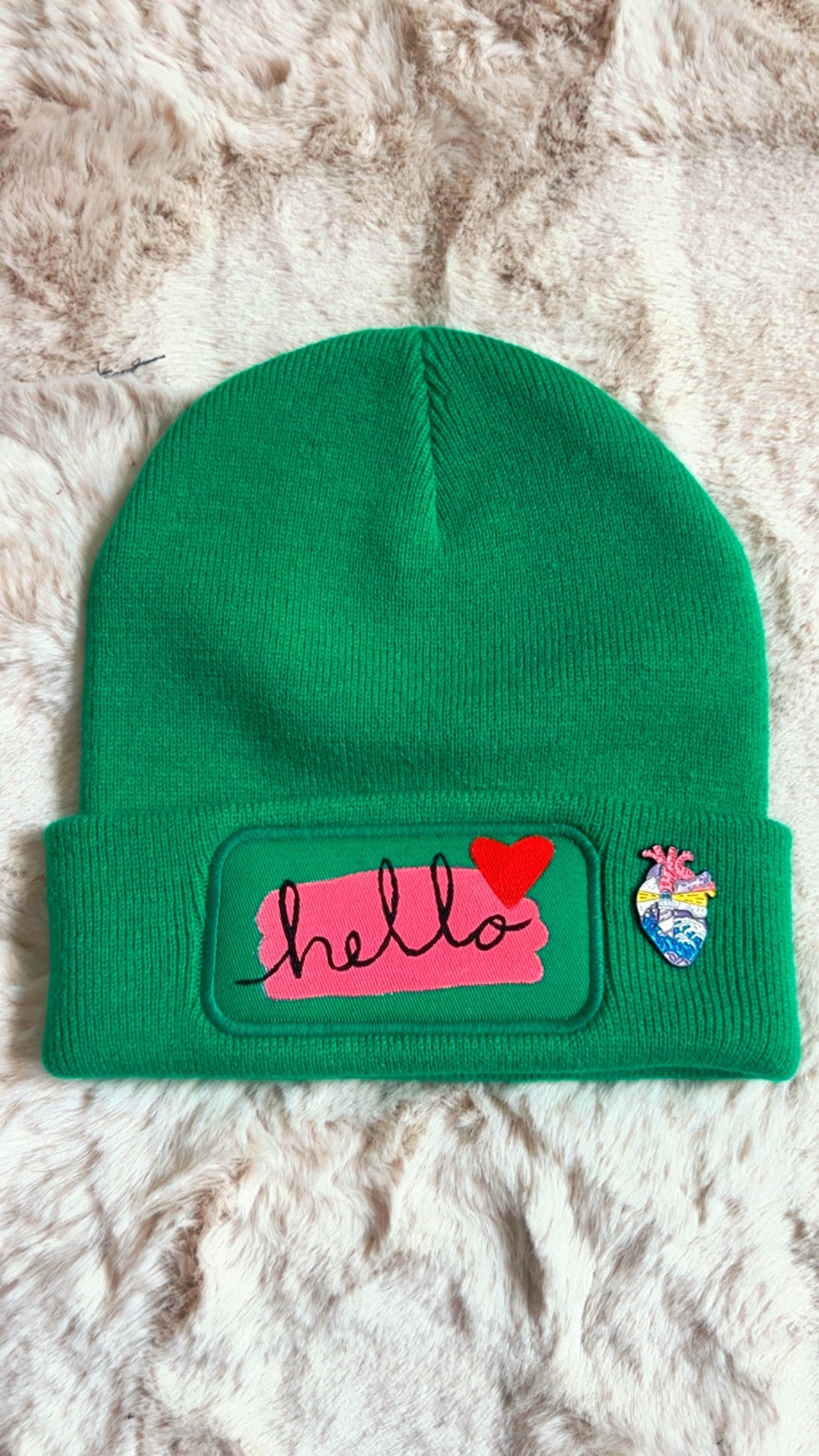 Bonnet Vert "Hello"
