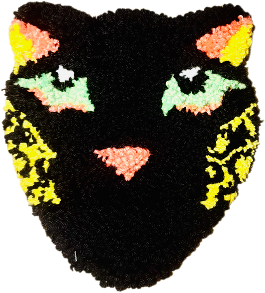 Applique punch needle "panthère noire"