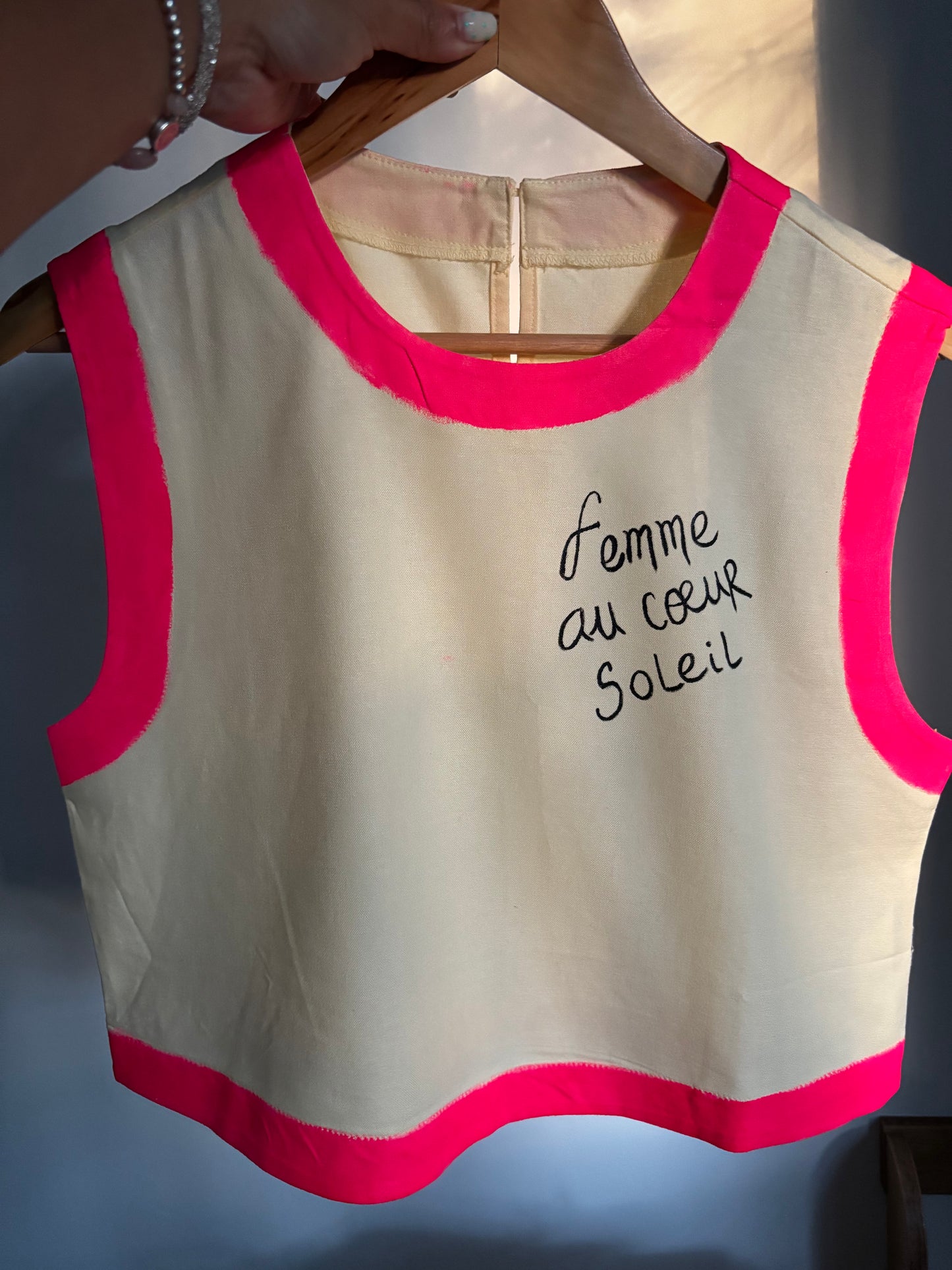 Haut effet lin "Femme au coeur soleil"