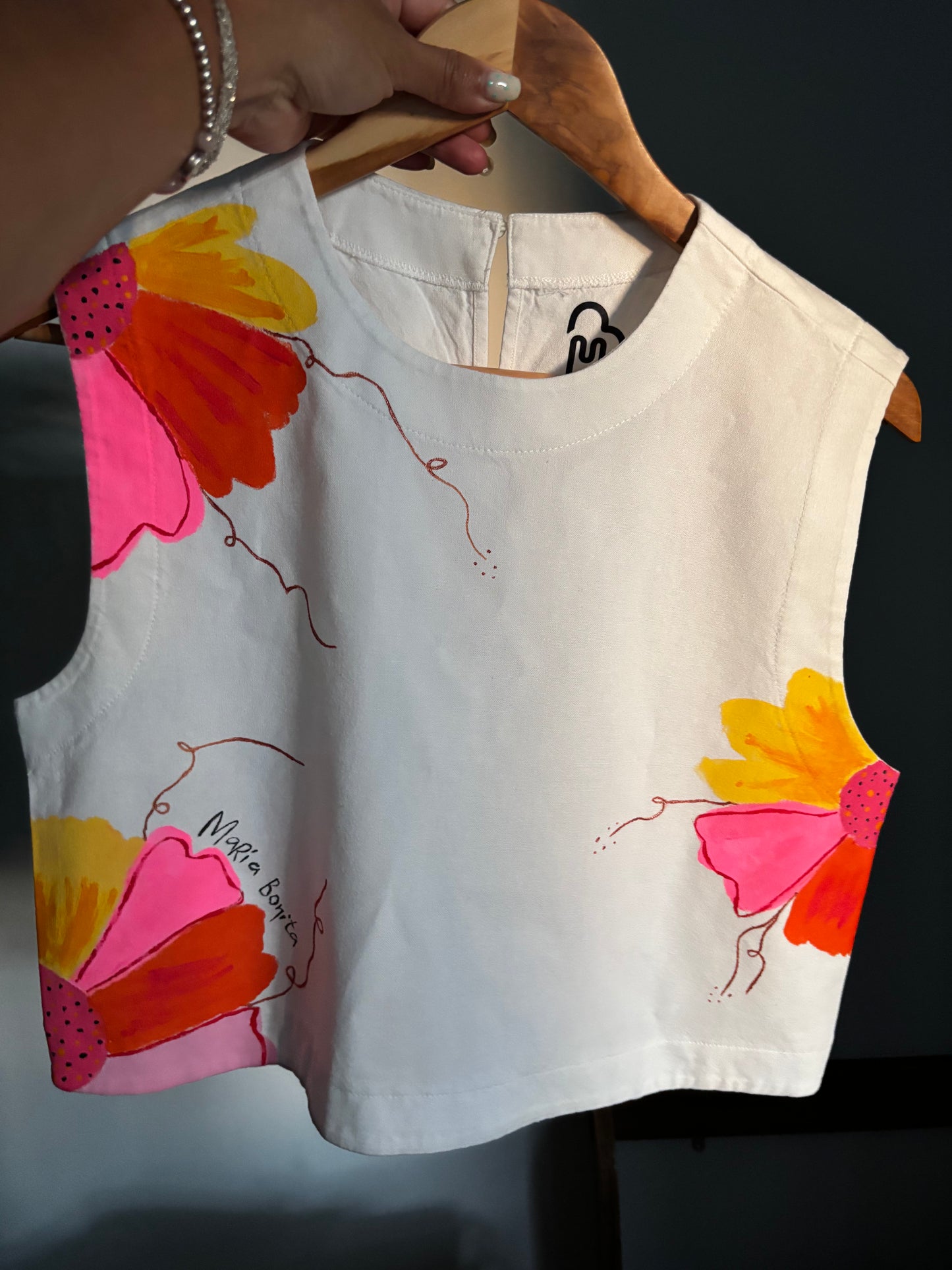 Haut effet lin "Flowers"