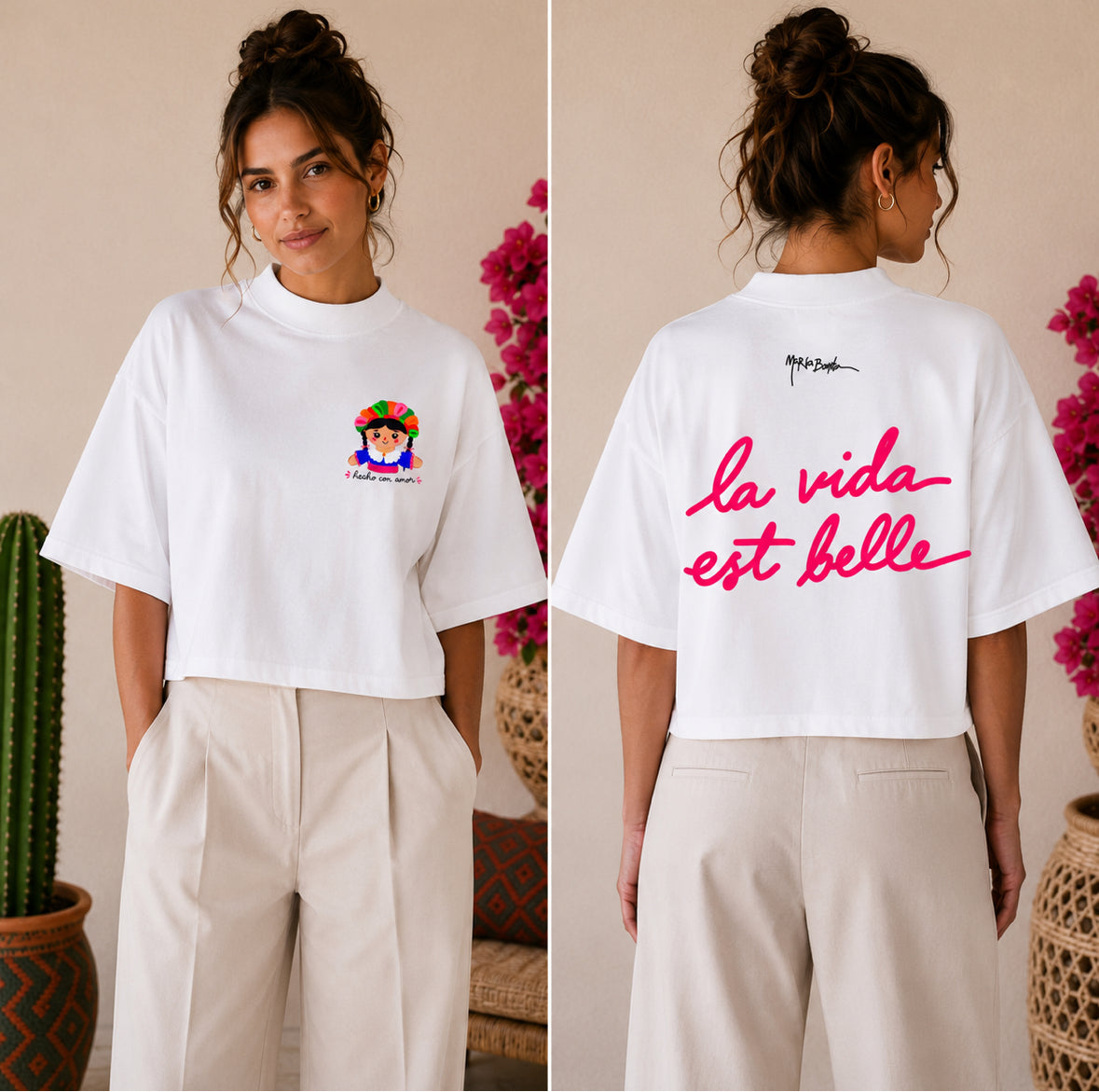 T-shirt Col rond coupe boxy "Lele forever" femme