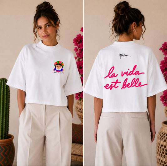 T-shirt Col rond coupe boxy "Lele forever" femme