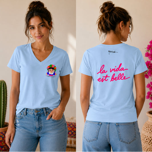 T-shirt Col V "lele forever" femme
