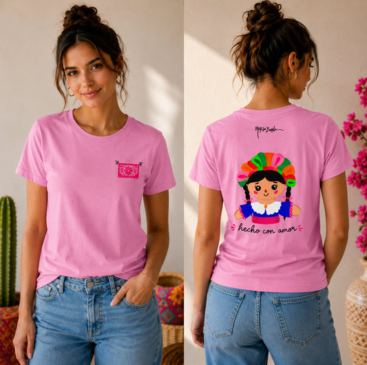 T-shirt Col rond "hecho con amor" femme