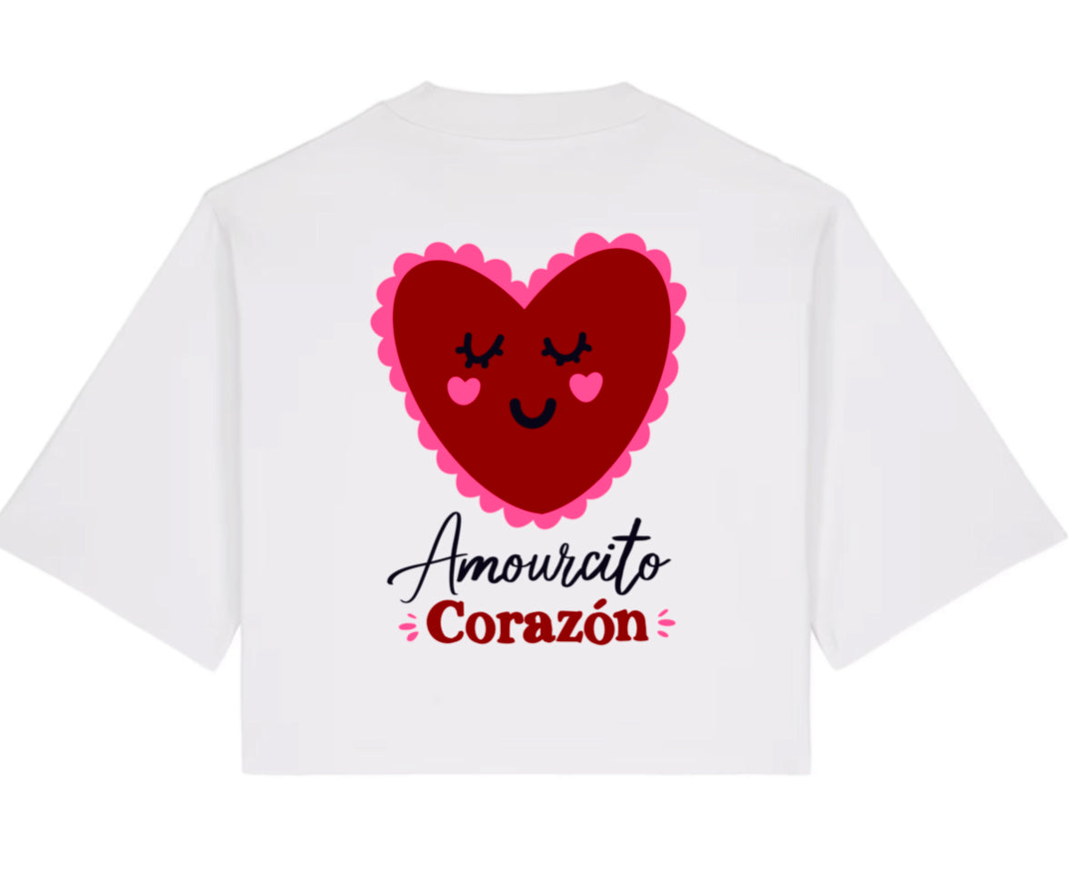 T-shirt Col rond coupe boxy "Amourcito Corazón" femme