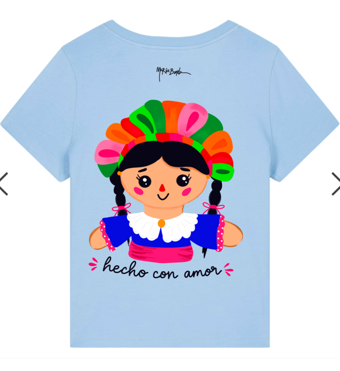 T-shirt Col V "hecho con amor" femme