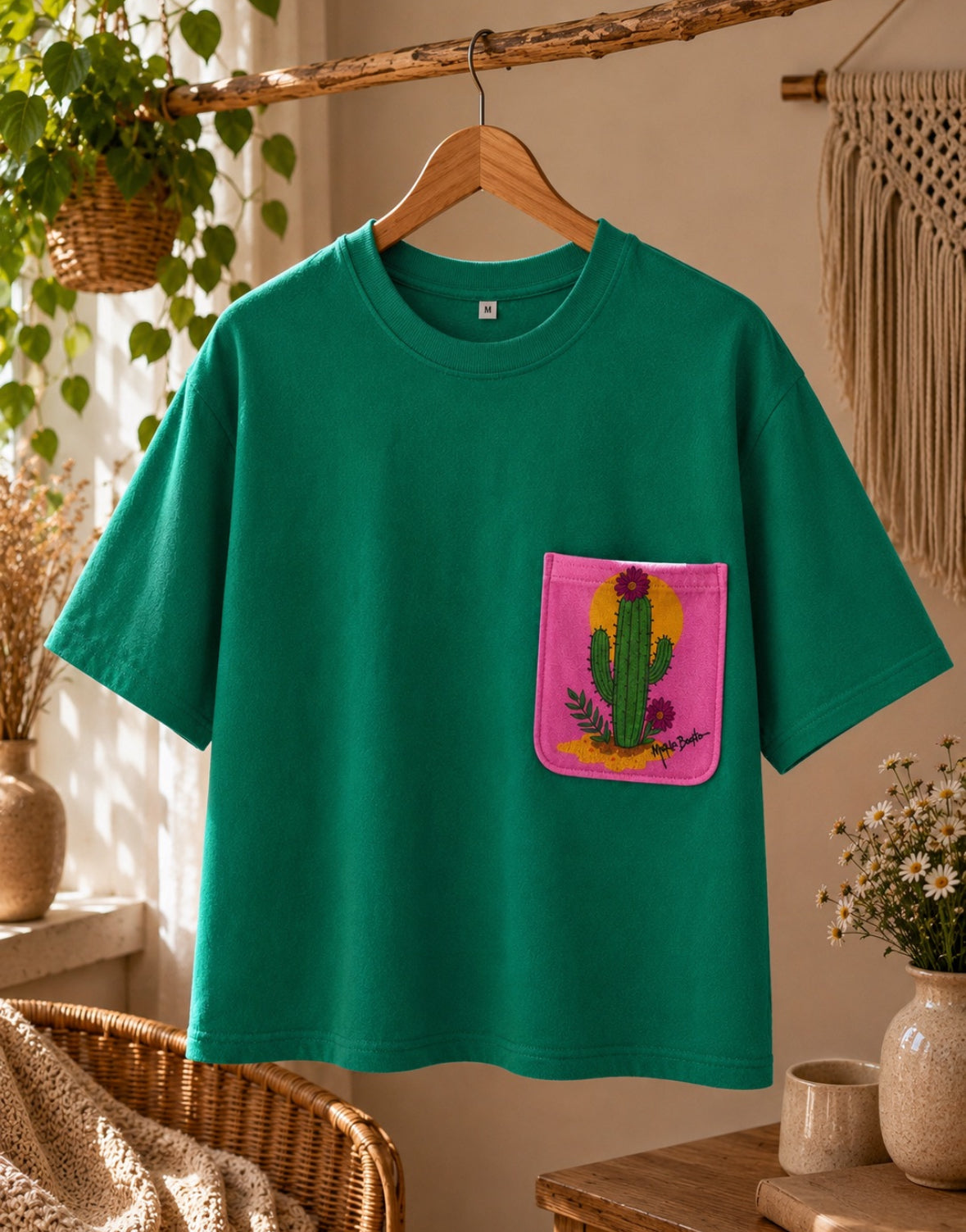 T-shirt oversize éponge "Verano rosa"