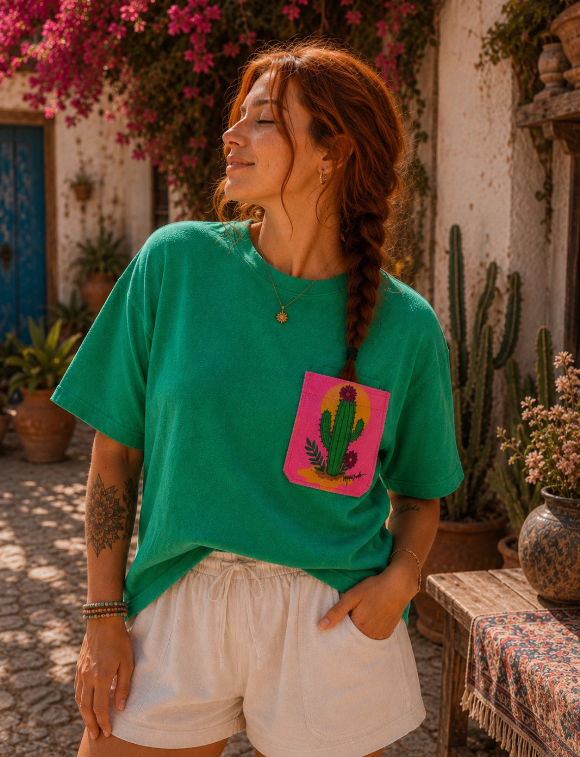 T-shirt oversize éponge "Verano rosa"