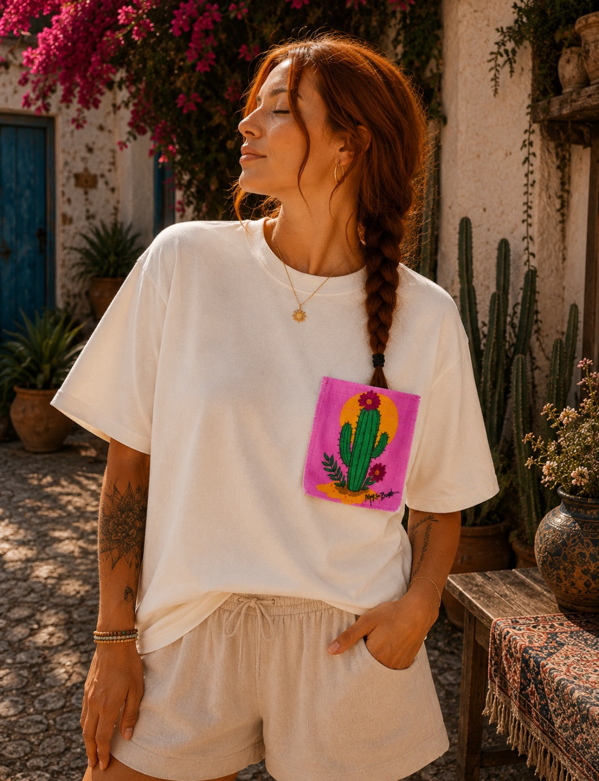 T-shirt oversize éponge "Verano rosa"