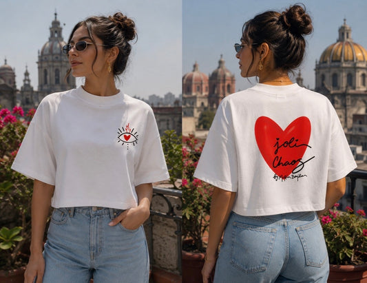 T-shirt Col rond coupe boxy "Joli Chaos"