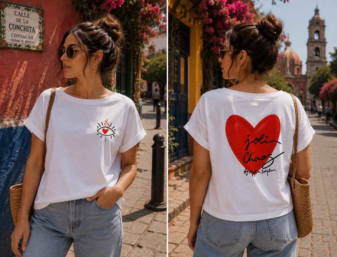 T-shirt manches à revers "joli chaos"