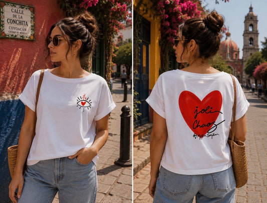 T-shirt manches à revers "joli chaos"