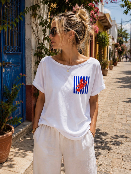 T-shirt manches à revers "BORD DE MER"