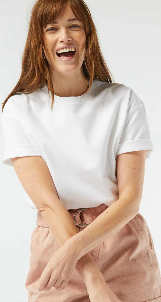 T-shirt oversize blanc avec impression devant