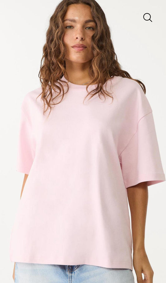 T-shirt oversize Rose Pastel avec impression devant