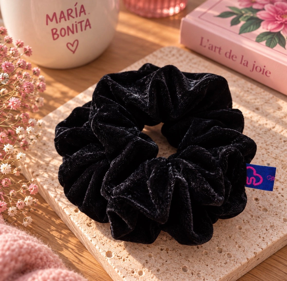 Chouchou noir velours XL