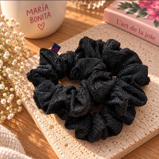 Chouchou noir pailleté XL