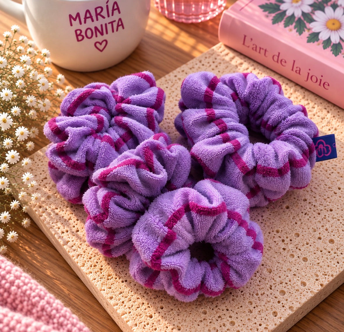 Chouchou éponge violet-fuchsia
