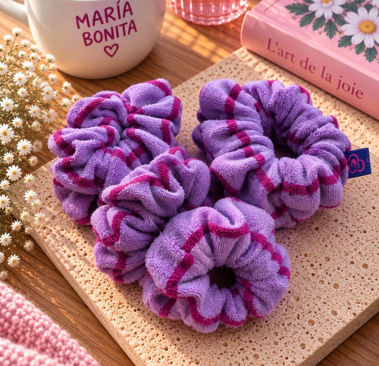 Chouchou éponge violet-fuchsia