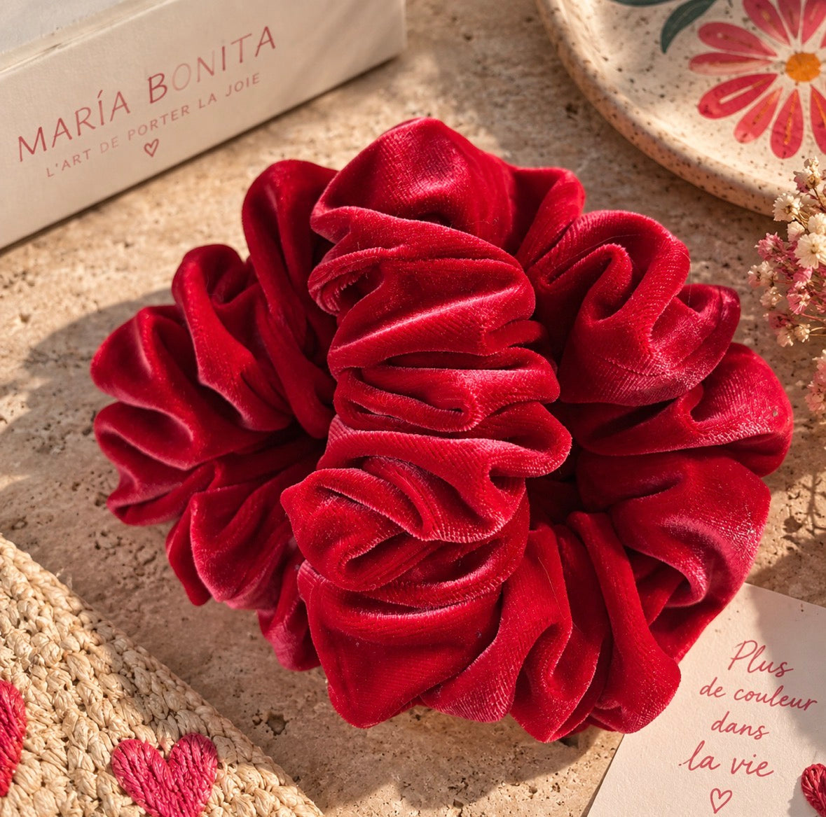 Chouchou rouge velours XL