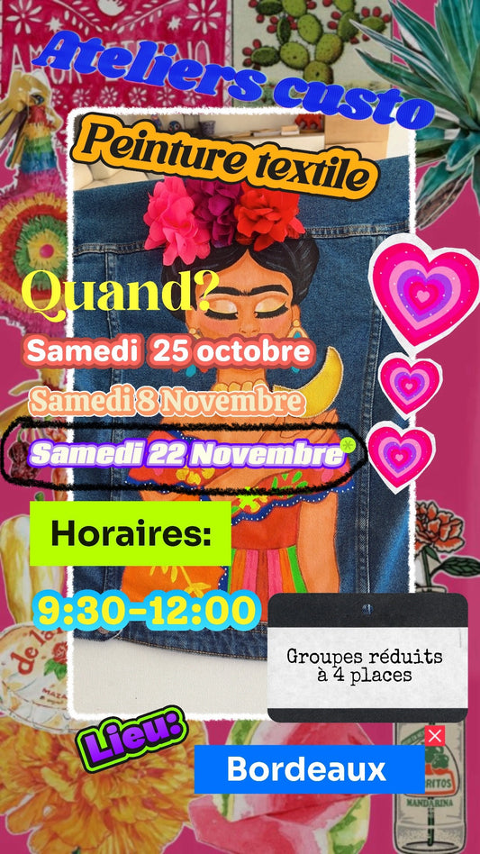 👚👕🎨  Atelier personnalisation Bordeaux Samedi 22 Novembre 2025