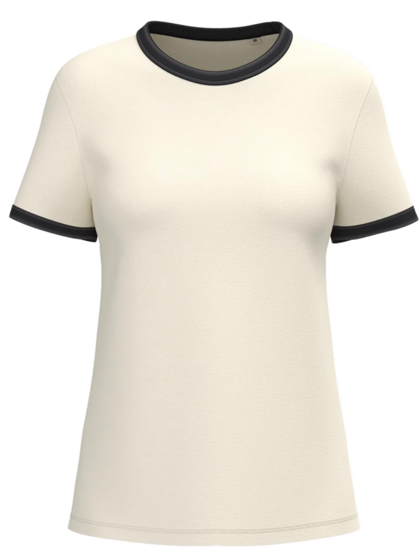 T-shirt regular fit écoresponsable à bords contrastés effet délavé femme